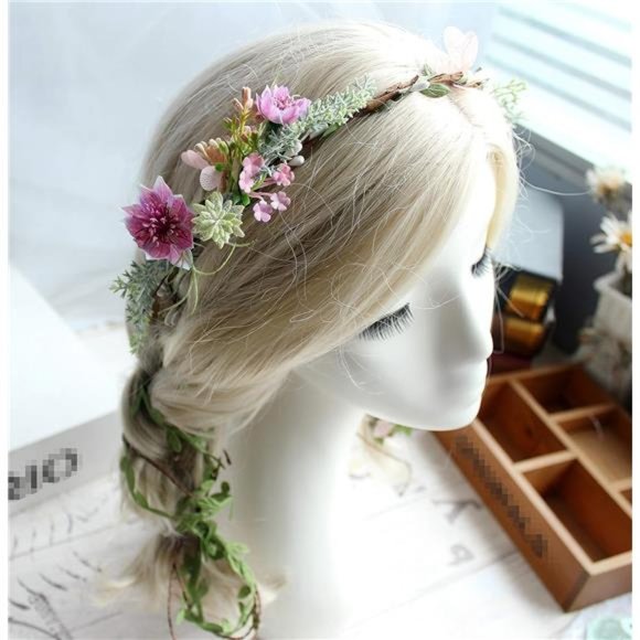 Vine Flower Crown Boho Flower Headband Hair Wreath Floral Halo Headpiece - Picture 3 of 5